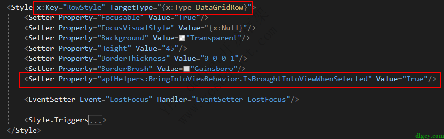 WPF DataGrid 如何将被选中行带到视野中插图4
