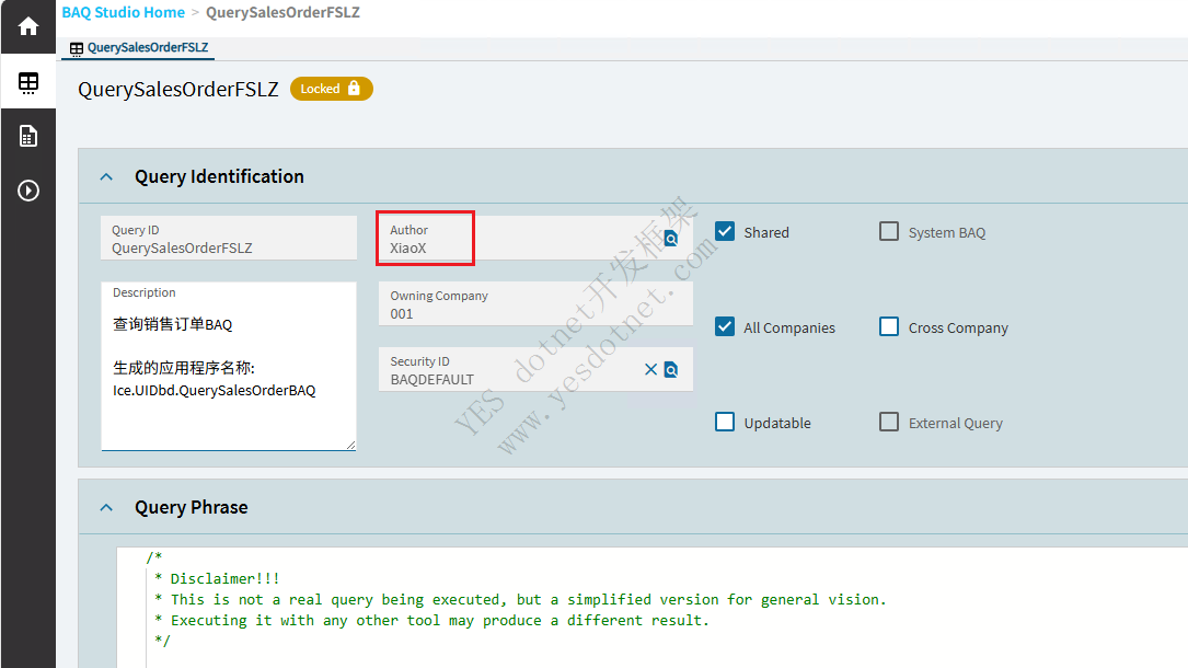 BAQ状态时Locked无法修改
