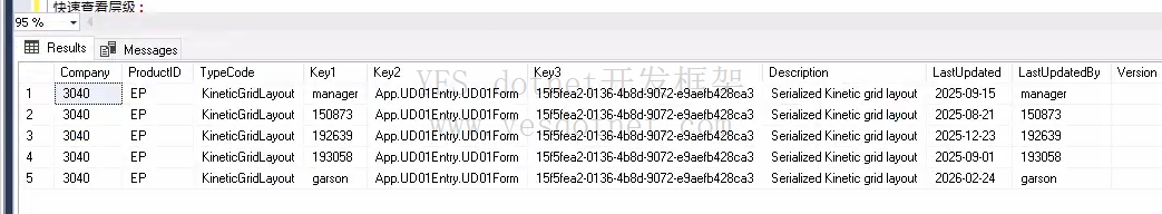 Epicor用户自定义表格配置所在的表