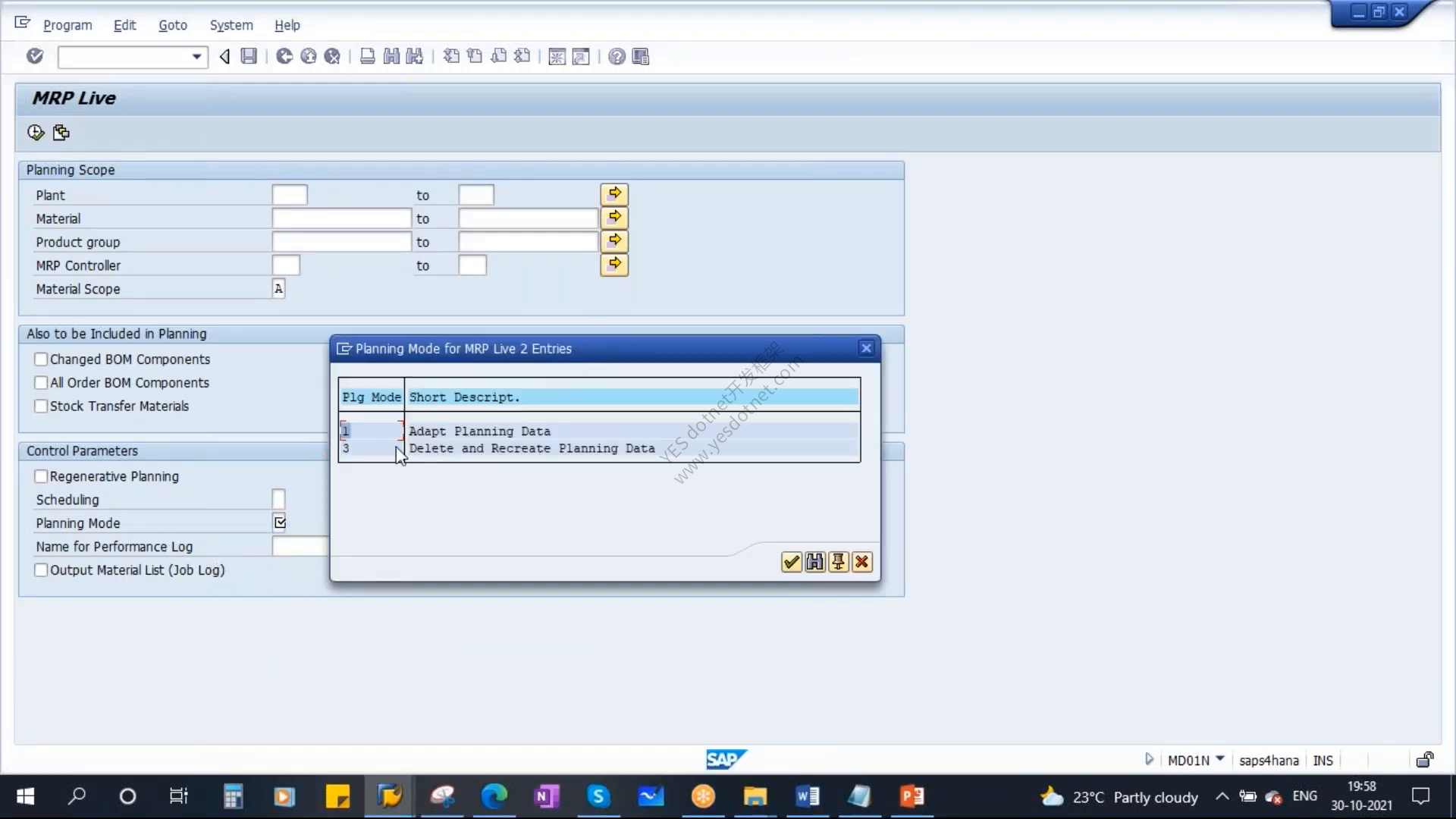 MRP Live 的 MD01N 只显示计划模式 1 和 3