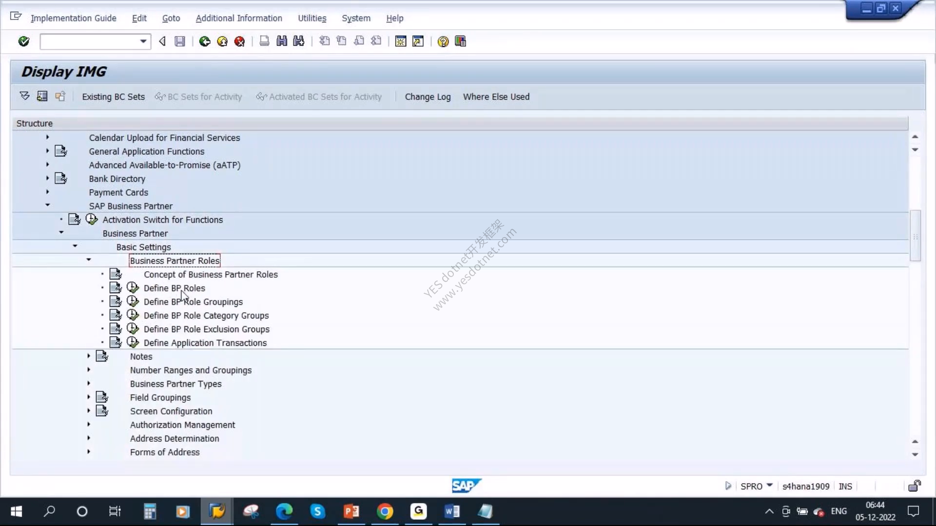 SAP SPRO 中定义 BP 角色的 IMG 路径