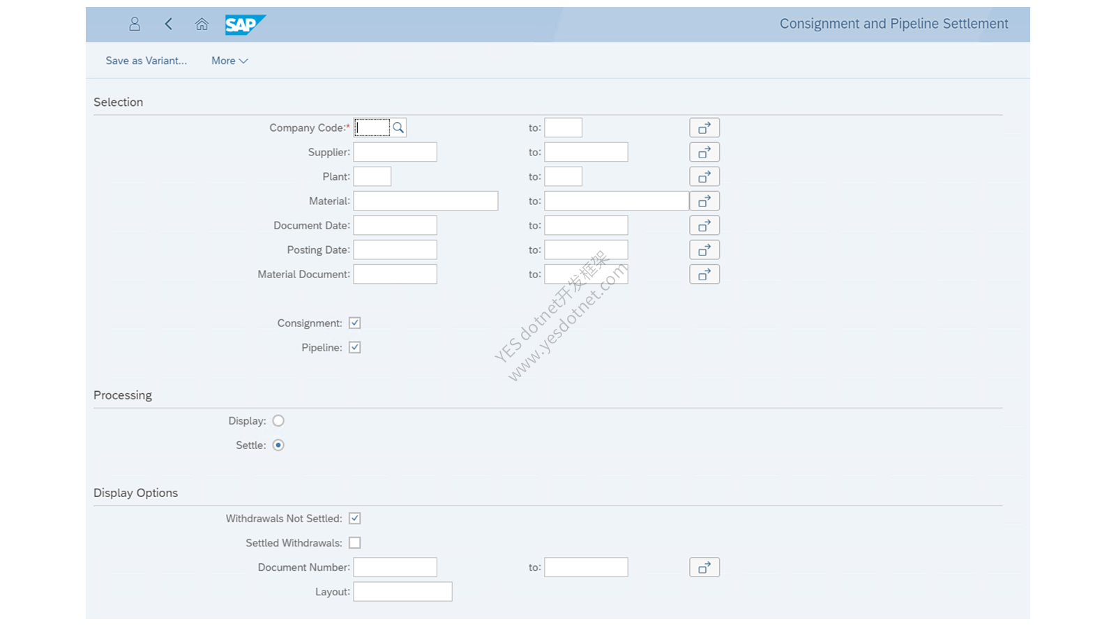 SAP Learning官方Consignment and Pipeline Settlement软件界面
