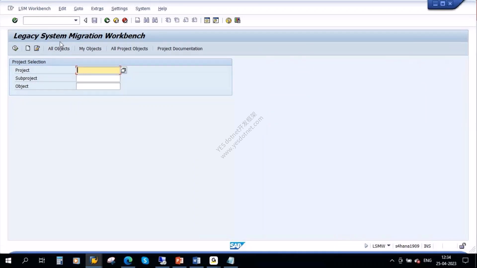 Legacy System Migration Workbench 的 Project Selection 页面