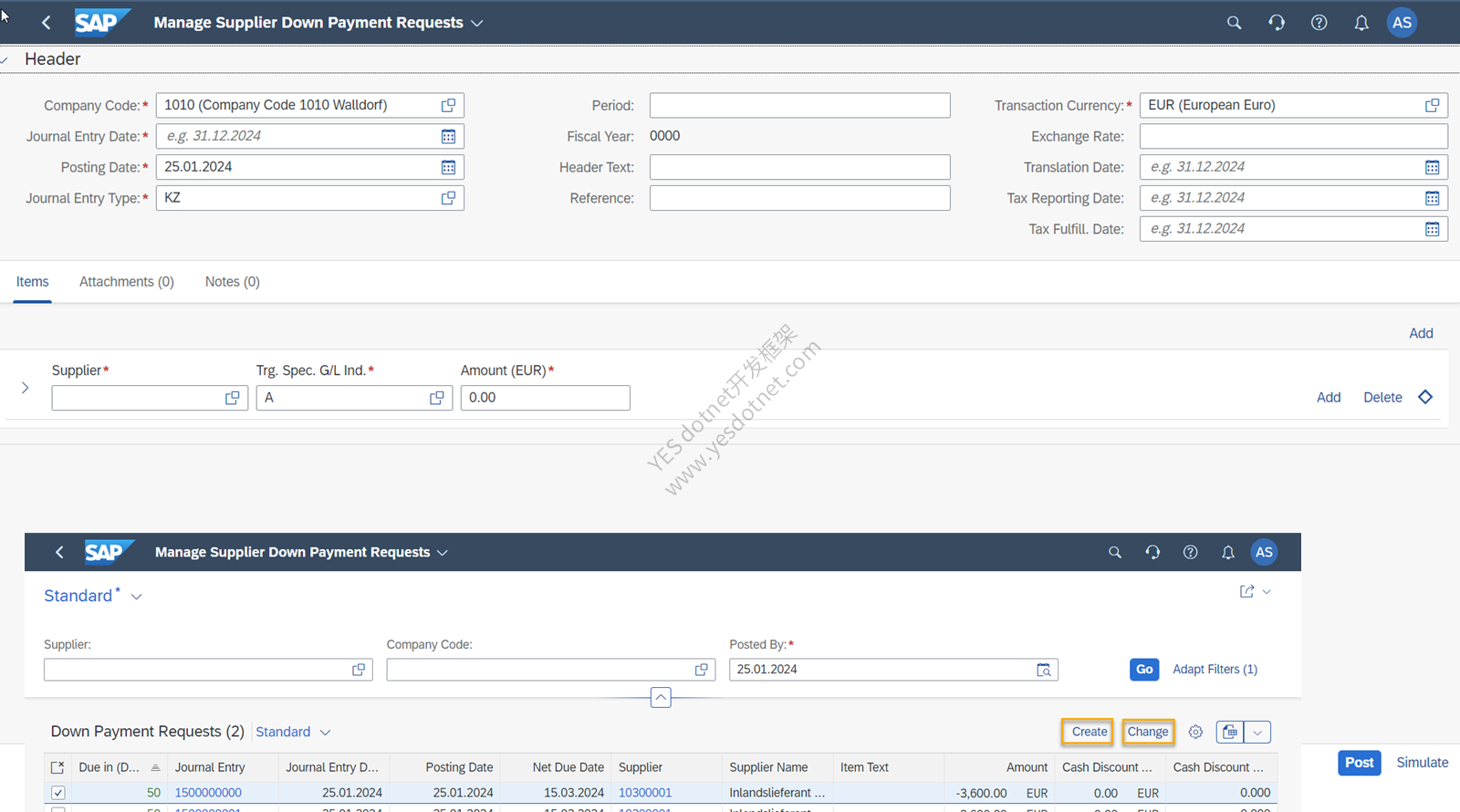 SAP 官方原图:Manage Supplier Down Payment Requests