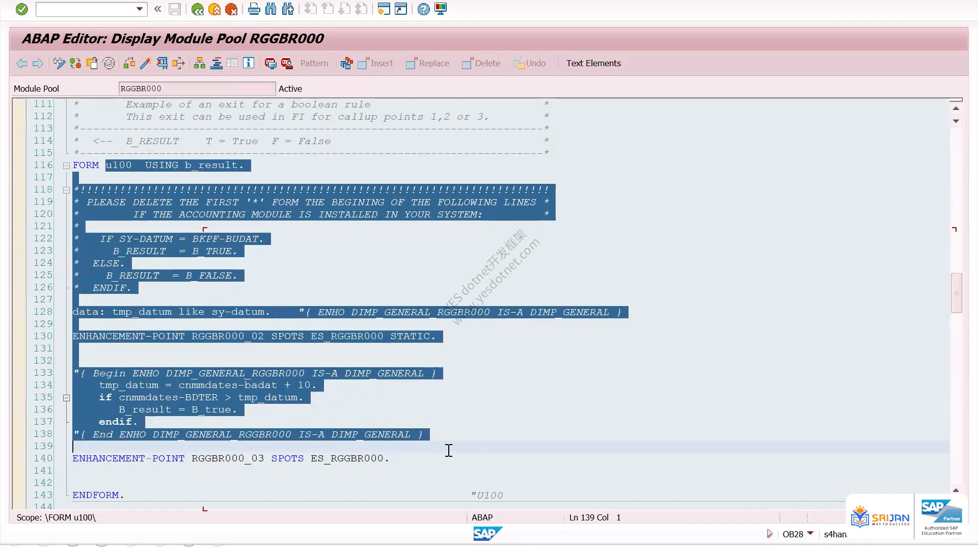 课程查看已有的 U100 ABAP 例程