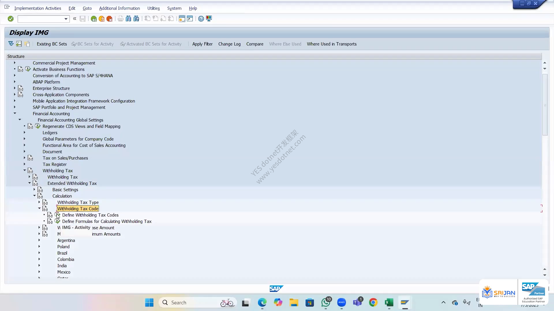 SAP IMG 中的扩展预扣税码与公式配置路径