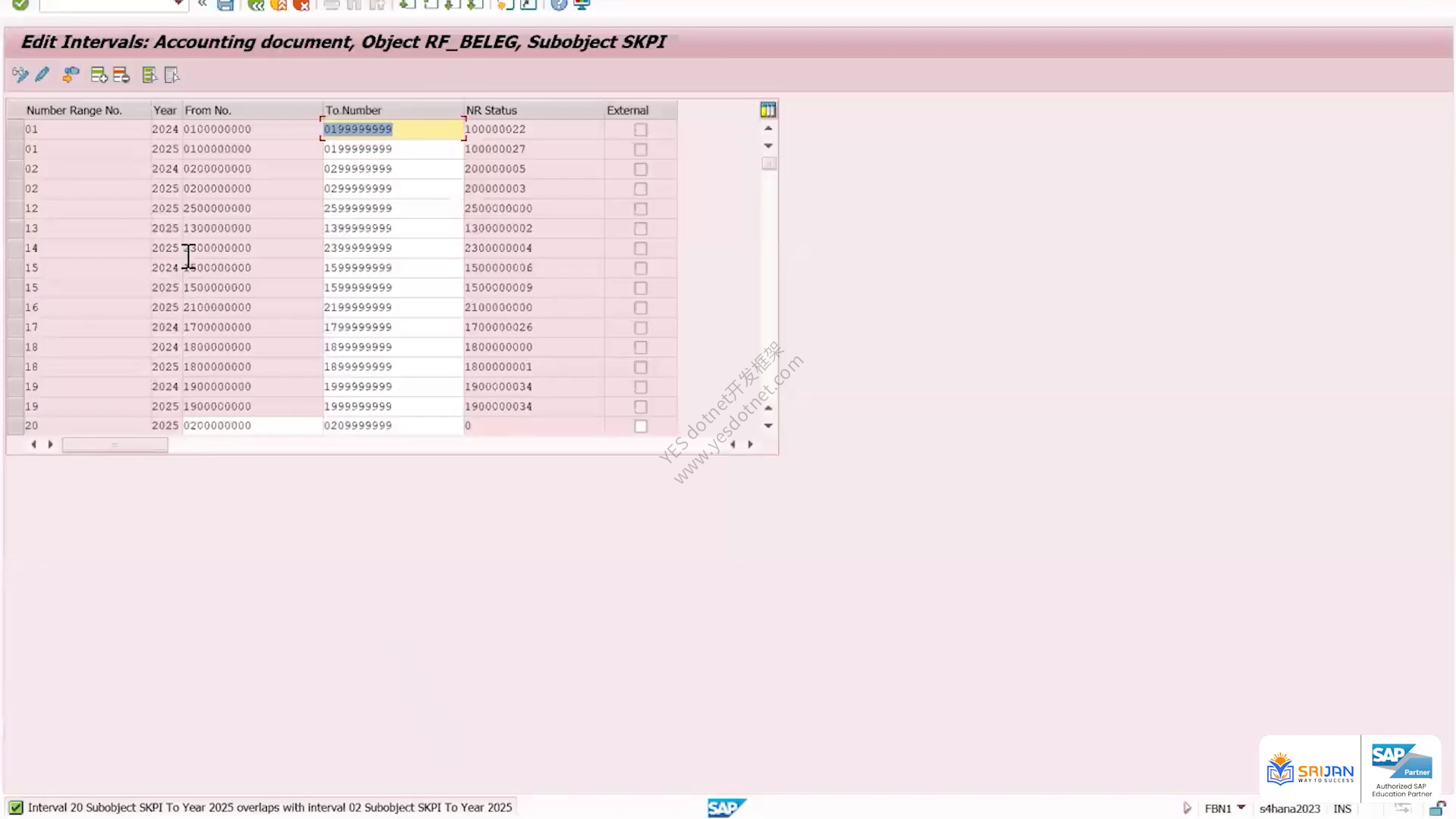 FBN1 中检查付款凭证编号范围