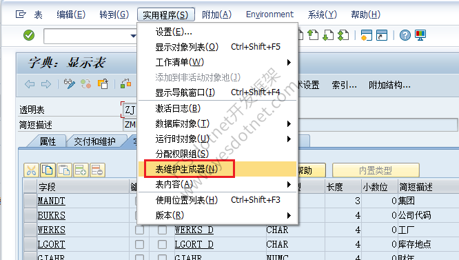Z表添加到SM30维护